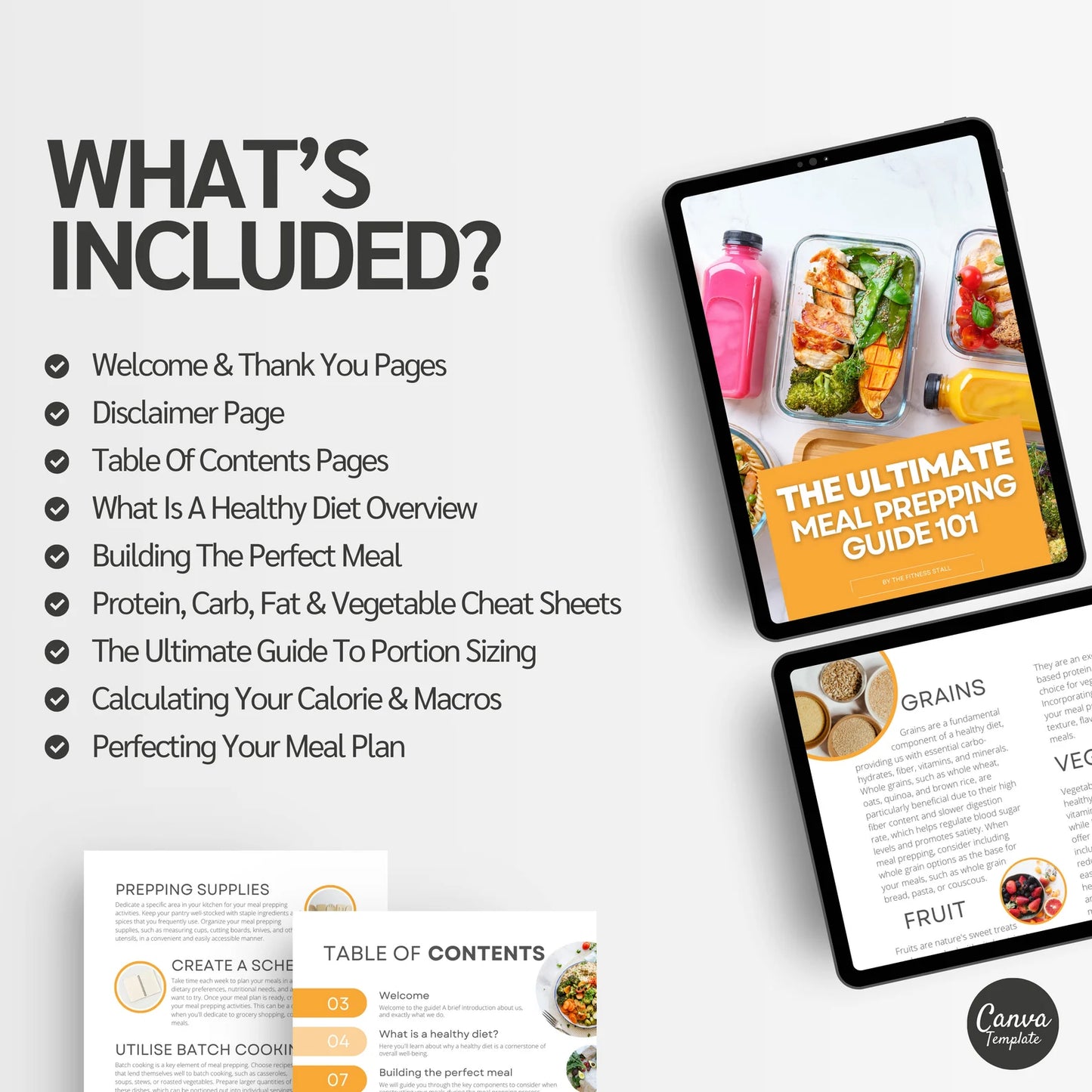 Meal Prep Guide, Nutrition Guide, Fitness Template, Nutrition Coach